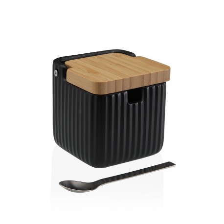 BLACK SUGAR BOWL WITH SPOON