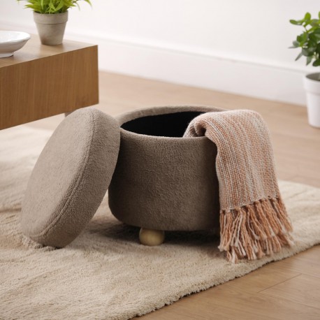 BEIGE STORAGE POLY STOOL