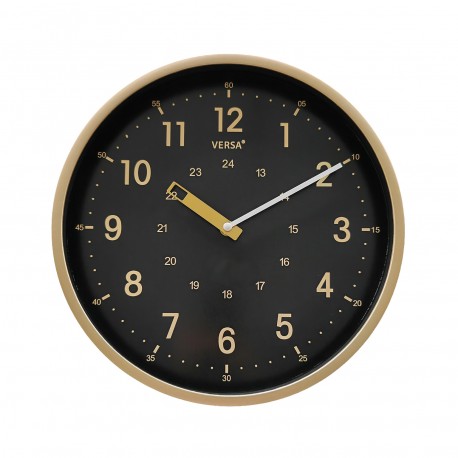 GOLDEN BLACK KITCHEN CLOCK 30CM