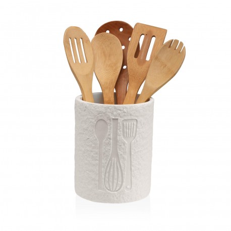 LARGE WHITE "VITI" UTENSIL HOLDER