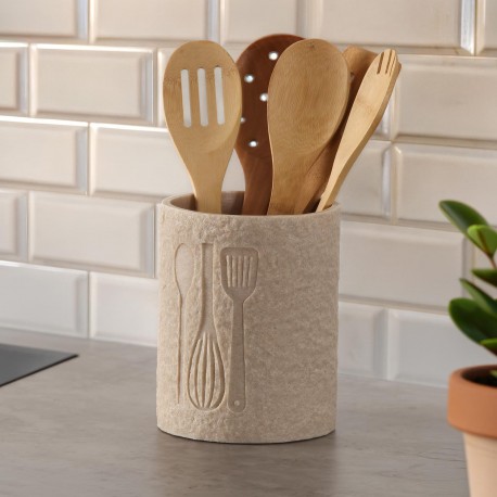 LARGE BEIGE "VITI" UTENSIL HOLDER