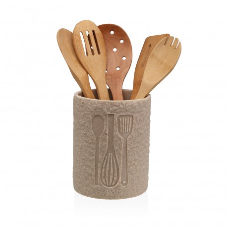 LARGE BEIGE "VITI" UTENSIL HOLDER