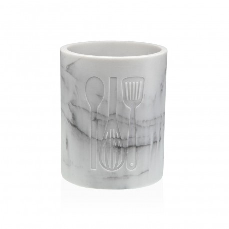 LARGE WHITE MARBLE "VITI" UTENSIL HOLDER