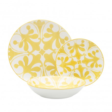 LAILA YELLOW 18-PIECE DINNER SET