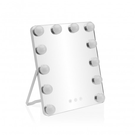 RECTANGULAR LED MIRROR WITH STAND, 12 LIGHTS
