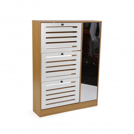 SHOE CABINET 3 DOORS WITH MIRROR CABINET