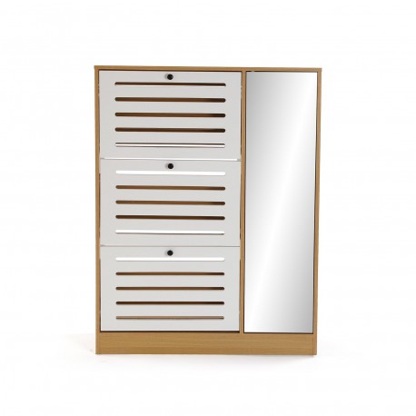 SHOE CABINET 3 DOORS WITH MIRROR CABINET