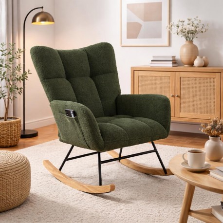 ROCKING CHAIR WITH GREEN ARMRESTS
