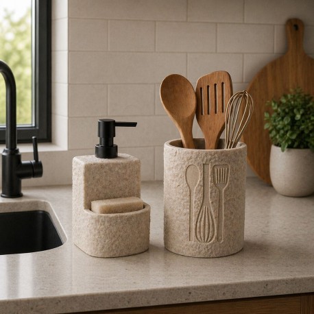 BEIGE VITI SPONGE HOLDER DISPENSER