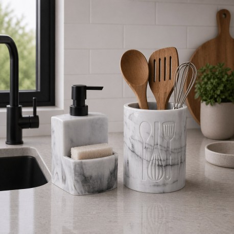 WHITE MARBLE SPONGE HOLDER DISPENSER