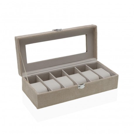 BEIGE VELVET BOX FOR 6 WATCHES