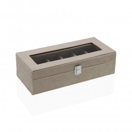 BEIGE VELVET BOX FOR 6 WATCHES