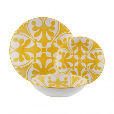 LAILA YELLOW 18-PIECE DINNER SET