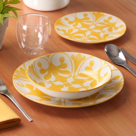 LAILA YELLOW 18-PIECE DINNER SET