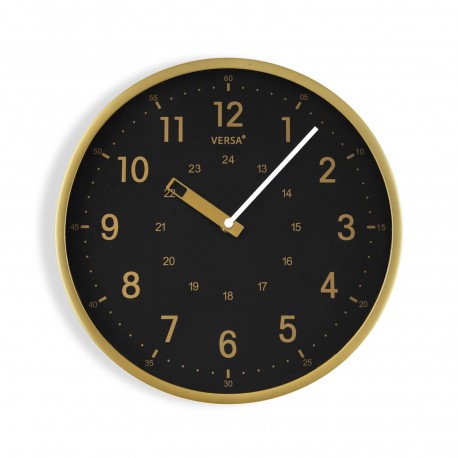 GOLDEN BLACK KITCHEN CLOCK 30CM