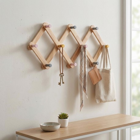 EXPANDABLE WALL COAT RACK WOOD
