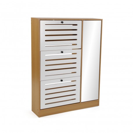 SHOE CABINET 3 DOORS WITH MIRROR CABINET