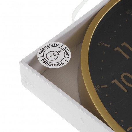 GOLDEN BLACK KITCHEN CLOCK 30CM