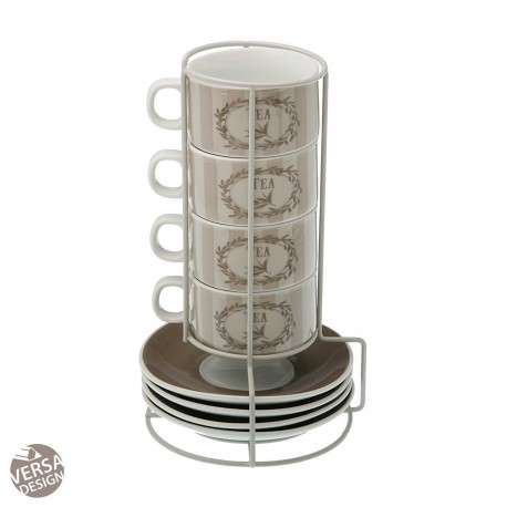 SET 4 TEA CUPS  WITH STAND