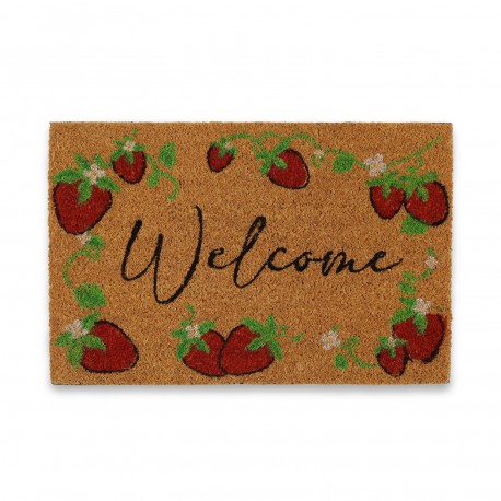 "WELCOME" STRAWBERRIES COIR DOORMAT
