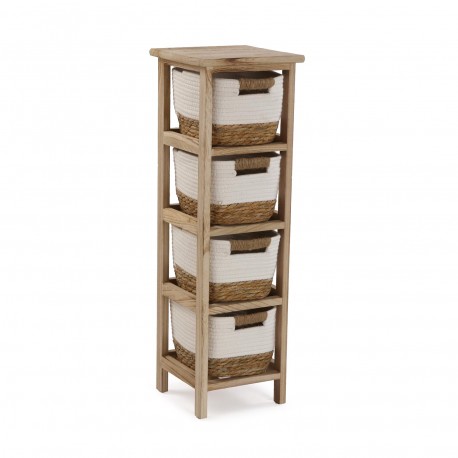 BATHROOM CHEST 4 WHITE BASKETS