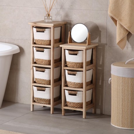BATHROOM CHEST 4 WHITE BASKETS