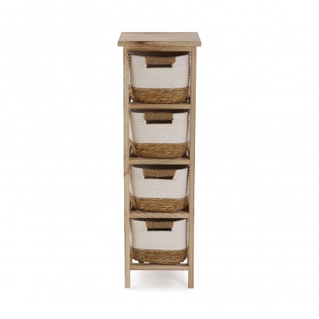 BATHROOM CHEST 4 WHITE BASKETS