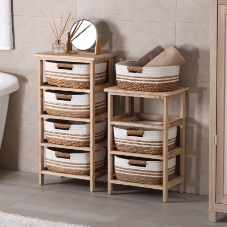 BATHROOM CHEST 3 WHITE BASKETS