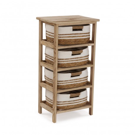 BATHROOM CHEST 4 WHITE BASKETS
