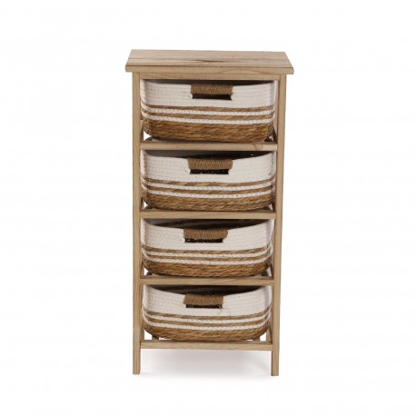 BATHROOM CHEST 4 WHITE BASKETS