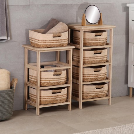 BATHROOM CHEST 4 BEIGE BASKETS