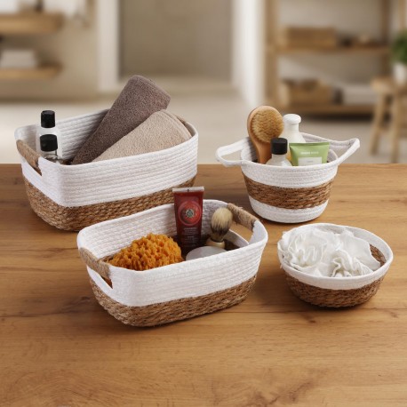 WHITE NATURAL FIBRE BASKET 18CM