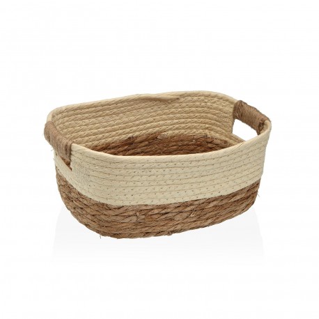BEIGE NATURAL FIBRE BASKET WITH HANDLES 27X20CM