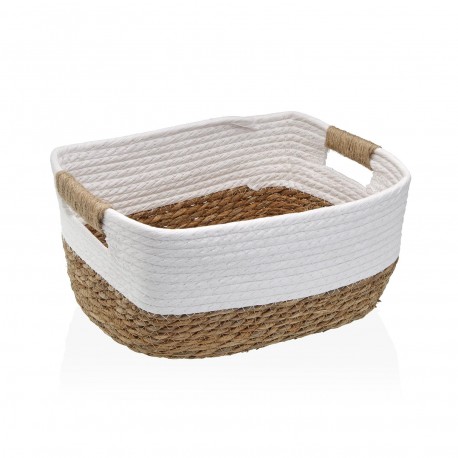 WHITE NATURAL FIBRE BASKET WITH HANDLES 31X23CM