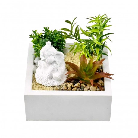 CEMENT POT WITH PLANT AND ELEPHANT