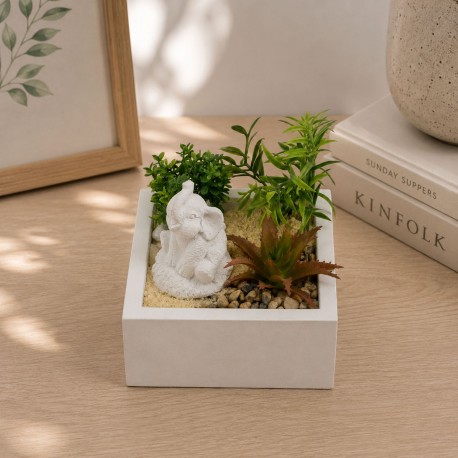 CEMENT POT WITH PLANT AND ELEPHANT