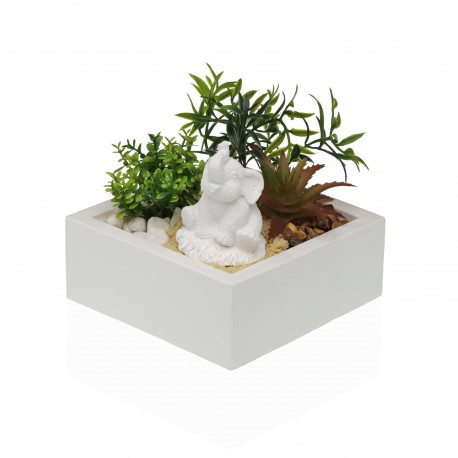 CEMENT POT WITH PLANT AND ELEPHANT