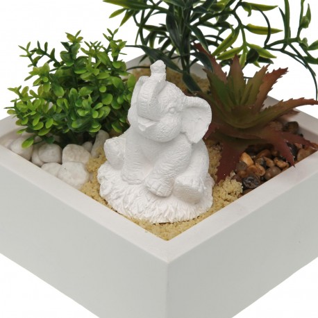 CEMENT POT WITH PLANT AND ELEPHANT
