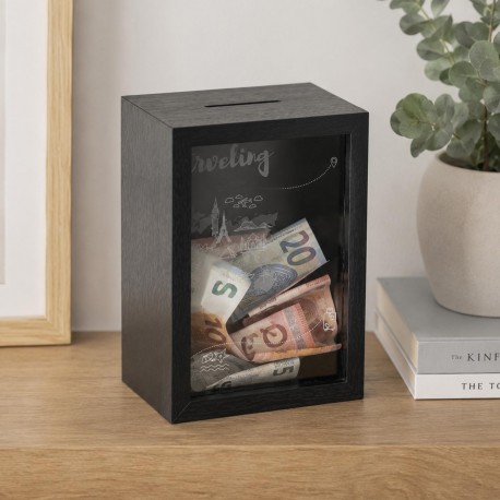 BLACK TRAVEL SAVINGS BOX