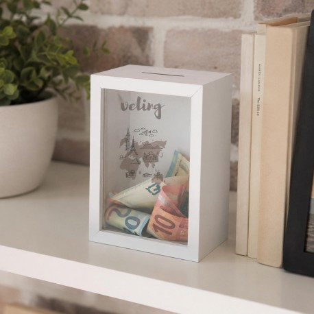 WHITE TRAVEL SAVINGS BOX
