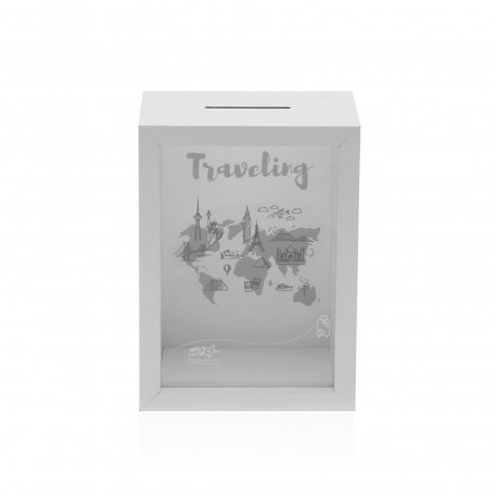 WHITE TRAVEL SAVINGS BOX