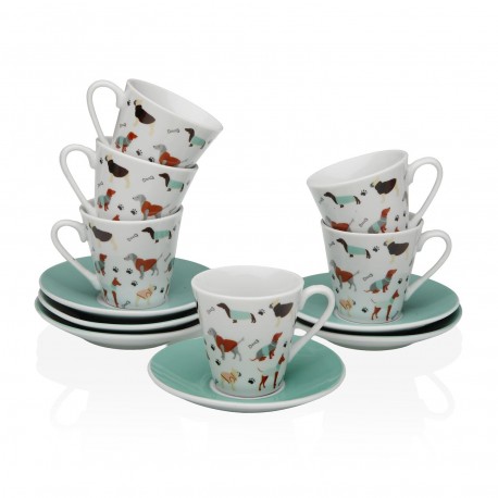 AMICO COFFEE SET WITH SAUCERS, 6 PIECES