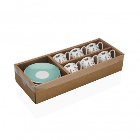 AMICO COFFEE SET WITH SAUCERS, 6 PIECES