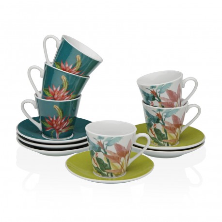KIWA COFFEE SET WITH SAUCERS, 6 PIECES