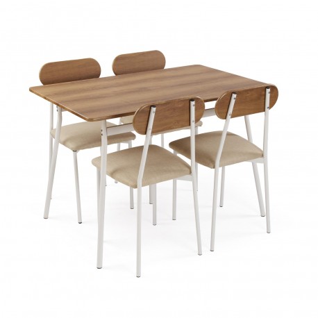 DENALI TABLE AND 4 CHAIRS SET WHITE