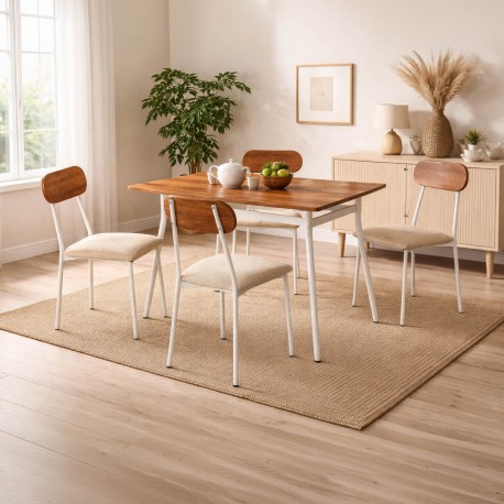DENALI TABLE AND 4 CHAIRS SET WHITE