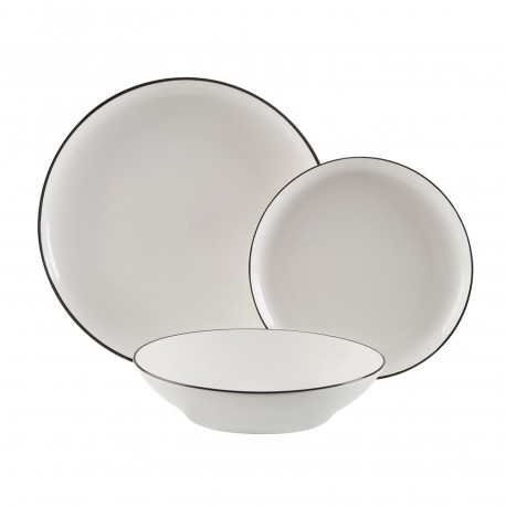 18-PIECE DINNER SET BURGUNDY BLACK