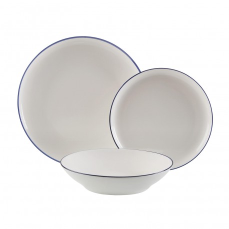 18-PIECE DINNER SET BURGUNDY BLUE