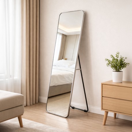 SILVER STANDING MIRROR WITH STAND