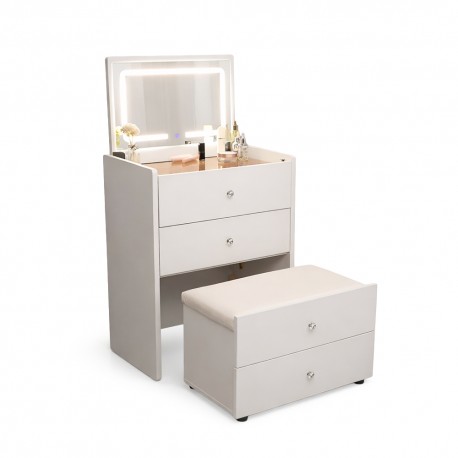 DRESSING TABLE WITH BENCH, 3 DRAWERS, LED